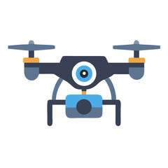 Modern Camera Drone Icon Flying Over Black Background