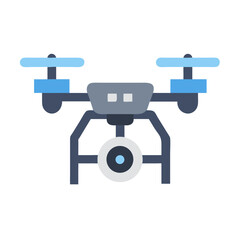 Obraz premium Simple blue drone icon on black isolated backdrop