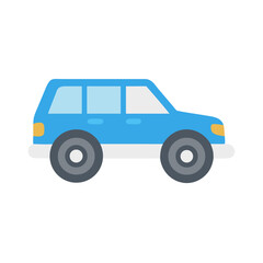 Blue SUV Cartoon Illustration on a Black Background