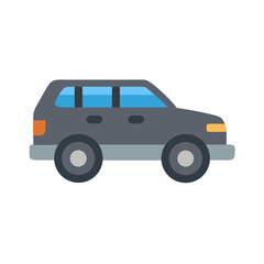 Gray SUV Icon, Transportation Illustration on Black Background