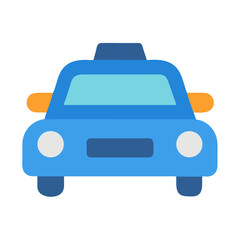 Blue cartoon taxi cab vector icon illustration