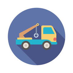 Flat Design Illustration of Tow Truck in Circle