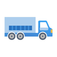 Blue Delivery Truck Illustration on Black Background, Cargo