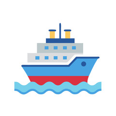 Obraz premium Cartoon Cruise Ship on Water Illustration, Flat Style