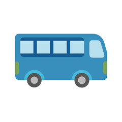 Cute cartoon blue bus illustration on black background