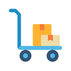 Blue hand truck cart with two packages boxes