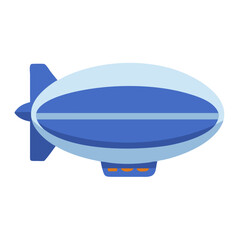 Obraz premium Blue and white cartoon airship illustration on black background