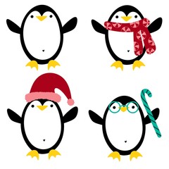 Naklejka premium Christmas animals set penguin pattern for wrapping paper and fabrics
