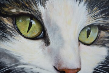 Bright green cat eyes capture attention with their striking beauty and unique detail in close-up view, cat eyes