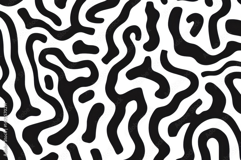 Aufkleber wiggly hand drawn abstract curve line patterns on a white background create an engaging visual textu