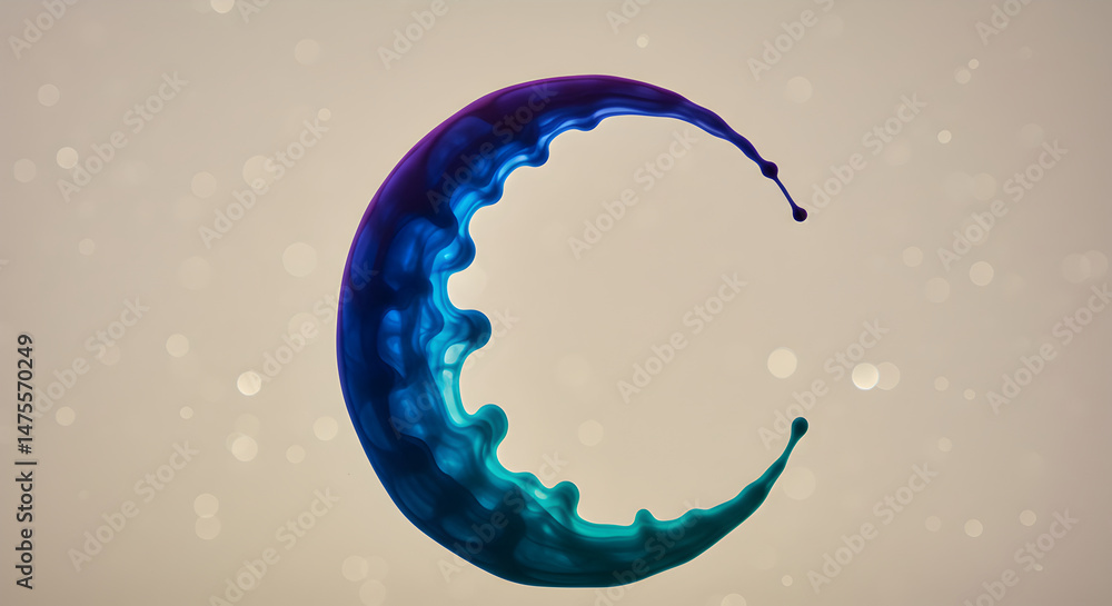 Poster Fluid Crescent In Gradient Hues On Bokeh Background Aesthetic Creation