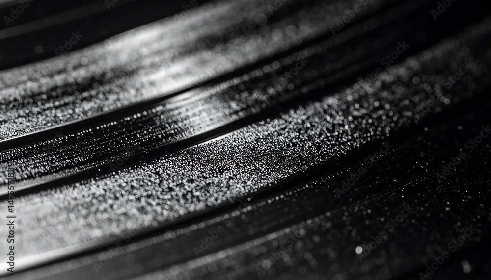 Poster striking black and white abstract closeup of textured, linear surface, evoking a sense of depth and 