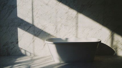 Elegant Freestanding Bathtub in Marble Bathroom with Soft Lighting