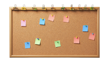 Classroom bulletin board filled with colorful pinned notes used for organizing daily announcements and reminders
