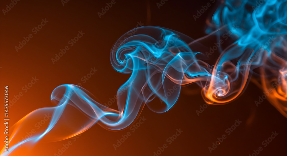 Poster elegant swirls of colorful smoke on a dark backdrop create abstract image