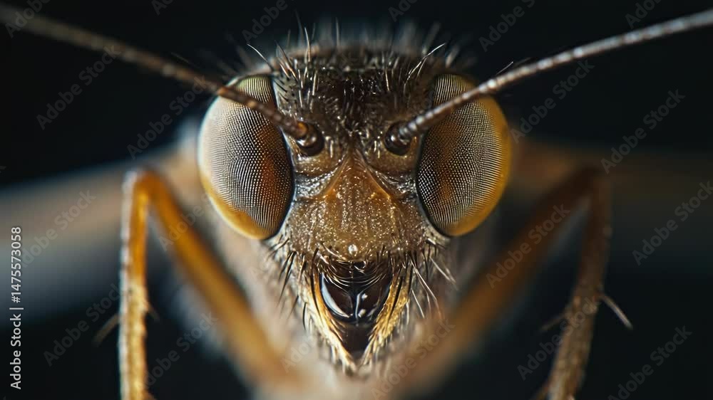 Poster close up view of a bug's face with detailed features