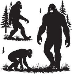 Fototapeta premium Bigfoot Silhouette SVG – Sasquatch Clipart for Cricut & DIY CraftsSasquatch SVG File – Cryptid Bigfoot Decal for Shirts, Stickers & MugsYeti Bigfoot Vector – Printable Forest Creature for Outdoor 