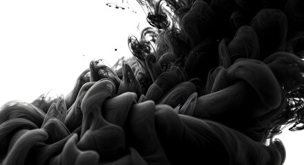 Obraz premium Abstract Swirls Of Black Ink Dissolving Gracefully In Clear Fluid Backdrop