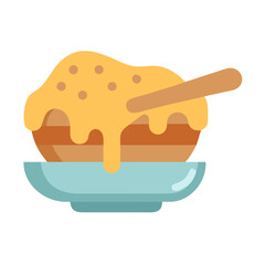 Honey-drenched dessert bowl with a spoon illustration icon