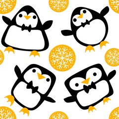 Christmas animals seamless penguin pattern for wrapping paper and fabrics