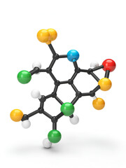 Obraz premium Molecule of phenylalanine on white background. Chemical model