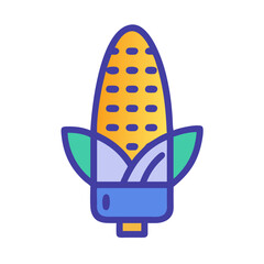 Isolated corn cob icon with husk and kernels