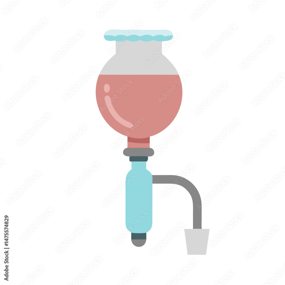 Poster flat vector illustration of a science flask instrument