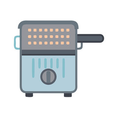 Cartoon illustration of a deep fryer on black backdrop
