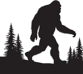 Fototapeta premium Bigfoot Silhouette SVG – Sasquatch Clipart for Cricut & DIY CraftsSasquatch SVG File – Cryptid Bigfoot Decal for Shirts, Stickers & MugsYeti Bigfoot Vector – Printable Forest Creature for Outdoor 