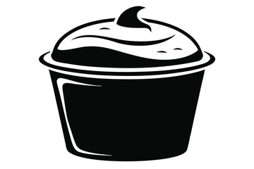 A cup of creamy, whipped soft ice cream rests beautifully in black silhouette