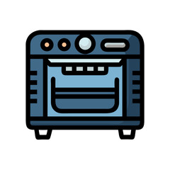 Blue Oven Illustration, Cooking Appliance on Black Background