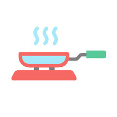 Stylized Frying Pan with Rising Steam Icon Illustration