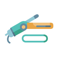 Flat vector illustration of curling iron, hair care