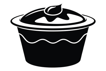 A delicious dessert cup filled with creamy topping is isolated on white background