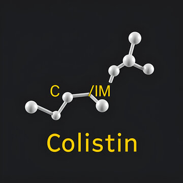 Colistin antibiotic drug molecule. Skeletal formula.