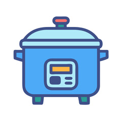 Blue Instant Pot Cooker with Lid Illustration Isolated