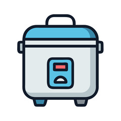 Cute light blue and white rice cooker illustration