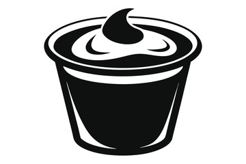 Stylized black liquid dessert inside an open container shows creamy swirls elegantly