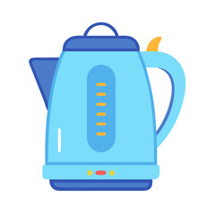 Modern Blue Electric Kettle Illustration on Black Background