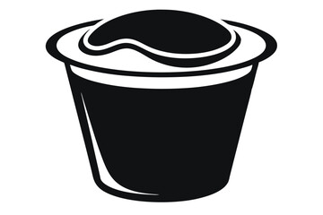 Cup holds delicious, creamy yogurt, its simple form against white attracts focus