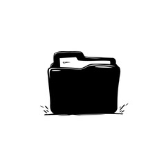 Stylized folder icon sketch for digital organization and file management