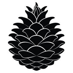 Monochrome pinecone exhibits a visually arresting contrast against the plain white background