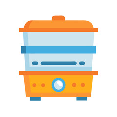 Cartoon food steamer illustration with an orange top