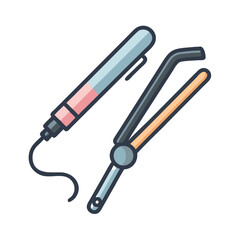 Hair styling tools: flat iron and curling iron