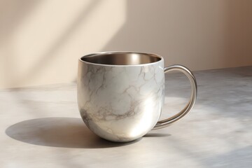 A modern, elegant, marble-patterned mug.