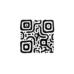 Stylized Quick Response Code Illustration with a Hand-Drawn Aesthetic