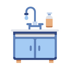 Blue Bathroom Vanity with Sink and Soap Dispenser