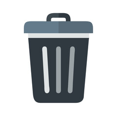 Simple Dark Blue Trash Can Icon Illustration