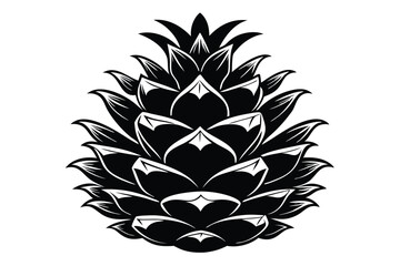 A bold pineapple fruit stands out with its detailed monochrome presentation