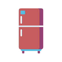 Stylized Red Refrigerator Illustration on Black Background